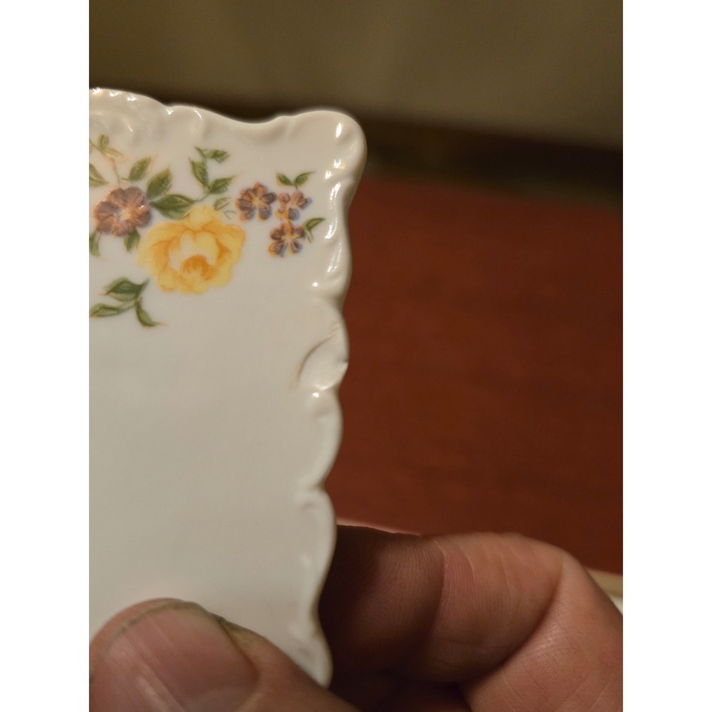 Vintage Shallon Japan Porcelain Floral Place Card Holders Set of 6 Scalloped - Picture 9 of 9